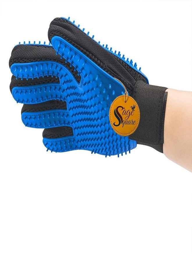 Sage Square Comfortable Double Side Bristle Pet Hair Remover Enhanced 5 Finger Design Gentle Deshedding Brush Gloves for Dog and Cat with Long and Short Fur (Multicolour) - Image 1